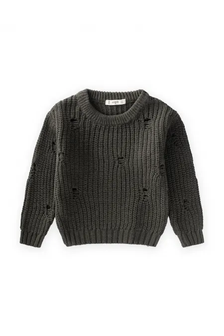 Pull Thessaloniki en maille, 2-8 ans, vert kaki