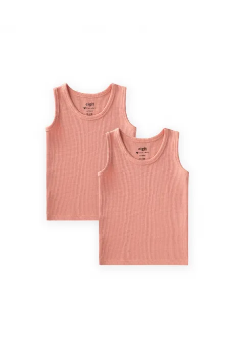 İkili Geniş Askılı Atlet 2-11 Yaş Vafıl Somon