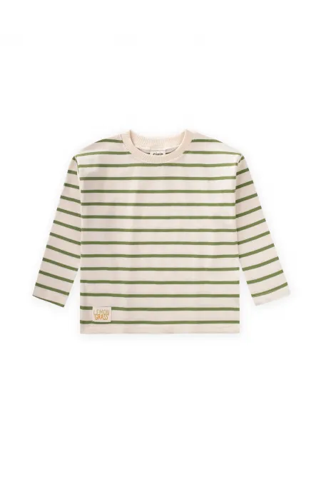 Çizgili Mevsimlik T-Shırt 1-10 Yaş Yağ Yeşili