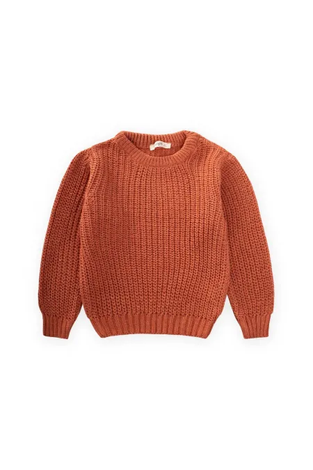 Bisiklet Yaka Selanik Triko Kazak 2-8 Yaş Kiremit