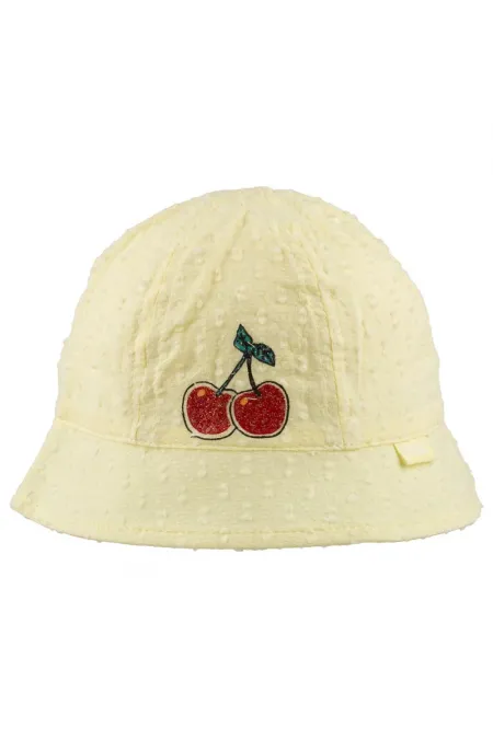 Kiraz Baskılı Fötr Kız Şapka 0-18 Ay Sarı