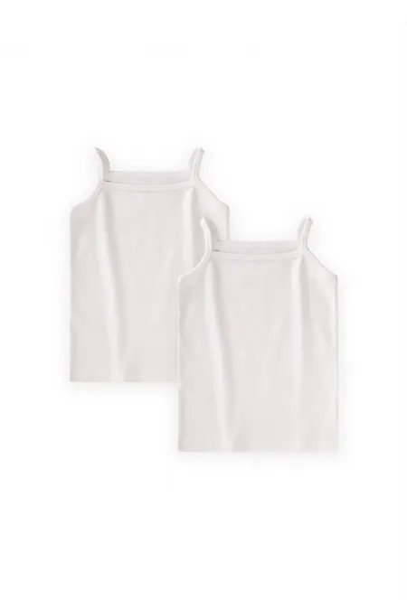 Débardeur à bretelles deux pièces pour filles, 2-11 ans, écru
