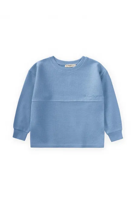 Oversize Waffle Seasonal T-Shirt 2-14 Years Indigo Blue