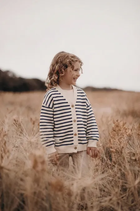 Striped Cardigan, Ages 2-10, Navy Blue