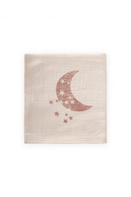 Couverture naturelle à motif lune 90x100 cm, imprimé cuivre