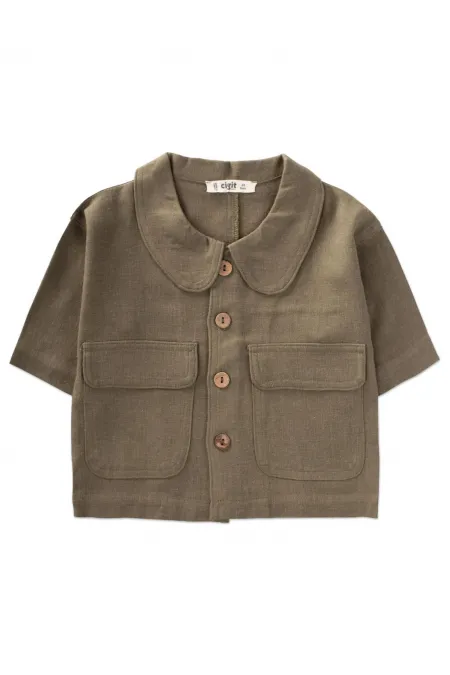 Sarh Keten Düğmeli Ceket 2-7 Yaş Haki Yeşil
