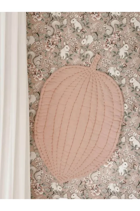 Tapis d'éveil bébé en mousseline à feuilles (lavé) rose