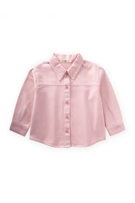 Tek Cepli Gabardin Gömlek 2-7 Yaş Pembe