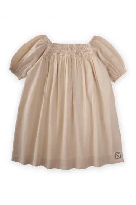 Sıra Lastikli Elbise 2-7 Yaş Ekru