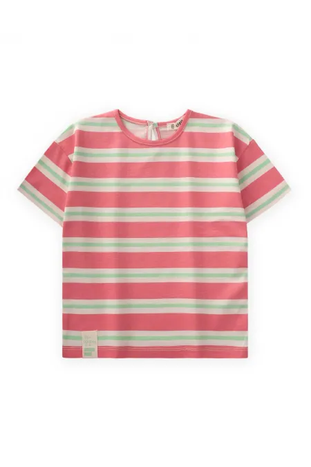 Striped Girl T-Shirt 2-10 Years Old Pink Green Striped