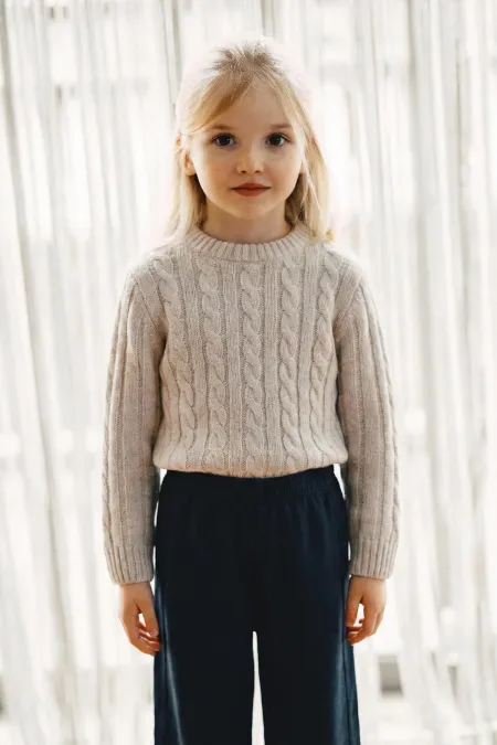 Pull en maille pour cheveux, 1-8 ans, pierre
