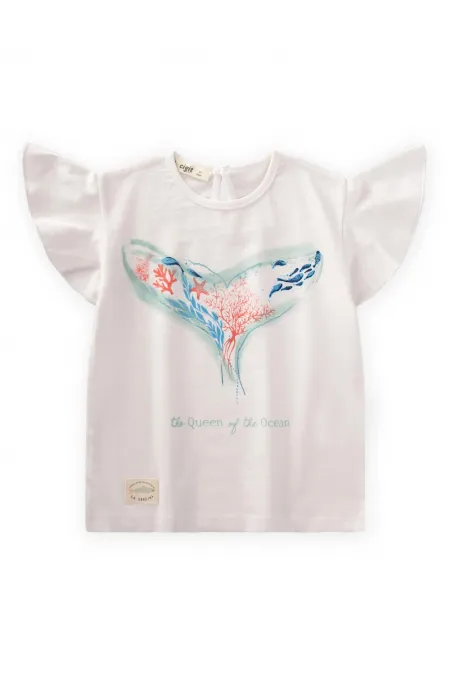 Ocean Themed T-Shirt for 2-8 Years Old, Off White