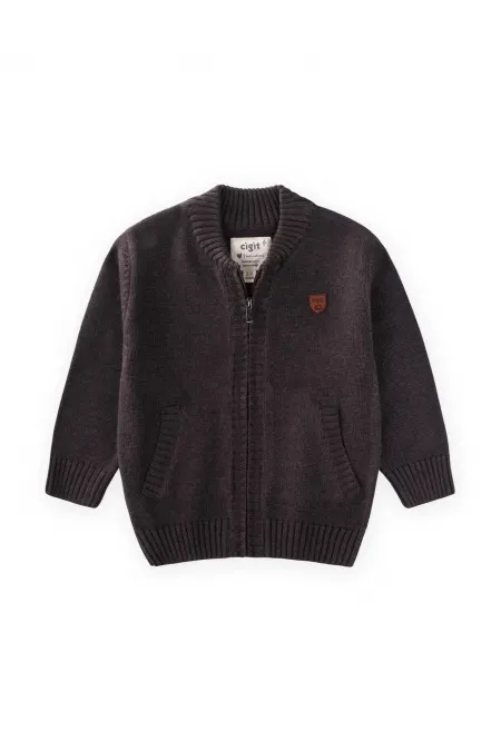 Triko Cepli Hırka 2-11 Yaş Kahve