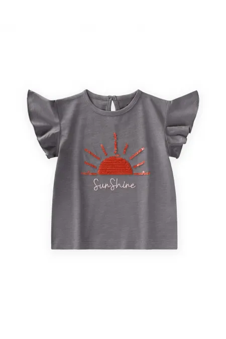 Sequined T-Shirt, Ages 1-10, Grey