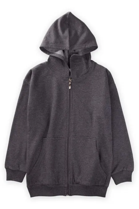 Garson Kapşonlu Fermuarlı Hırka 9-13 Yaş Antrasit