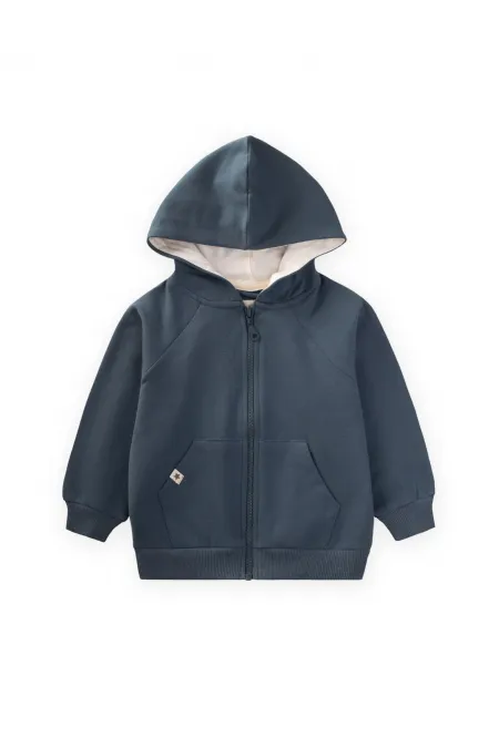 Gilet à capuche zippé bleu marine, 1-14 ans