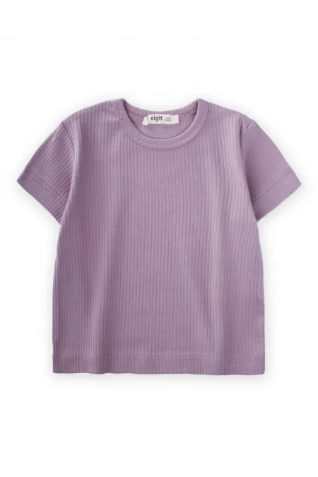T-shirt côtelé basique 1-5 ans Lilas