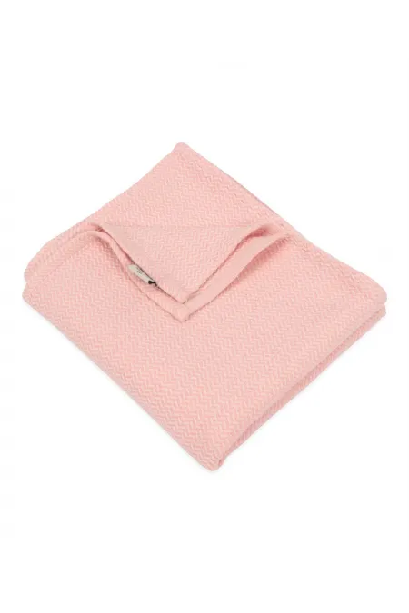 Couverture bébé en coton tissé à motifs (lavée) 93 x 100 cm +/- 3 cm Rose poudré