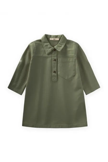 Robe en gabardine teinte, vert kaki, 2-7 ans