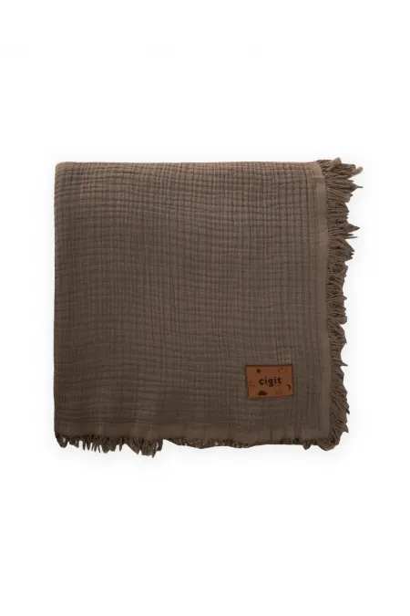 Müslin Dört Kat Yatak Örtüsü 200X220 Cm K Bej