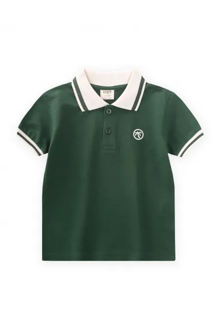 Polo Neck T-Shirt 2-10 Years Old Khaki Green