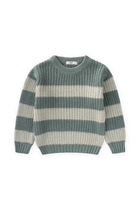 Pull rayé Thessaloniki, 2-8 ans, vert kaki
