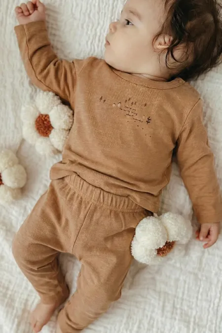 Baskılı Mevsimlik T-Shirt 0-4 Yaş Camel