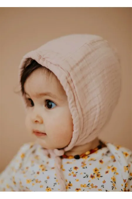 Tie-Up Baby Muslin Hat 0-2 years Powder Pink Tie-Up Baby Muslin Hat 0-2 years Powder Pink