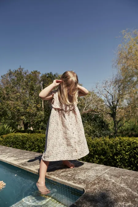 Robe en mousseline à motif croustillant, rose poudré, 0-8 ans