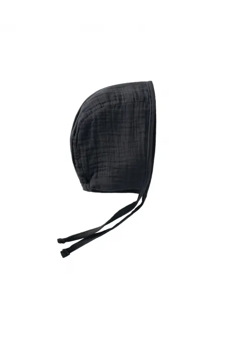 Tie-Up Baby Muslin Hat 0-2 years Anthracite