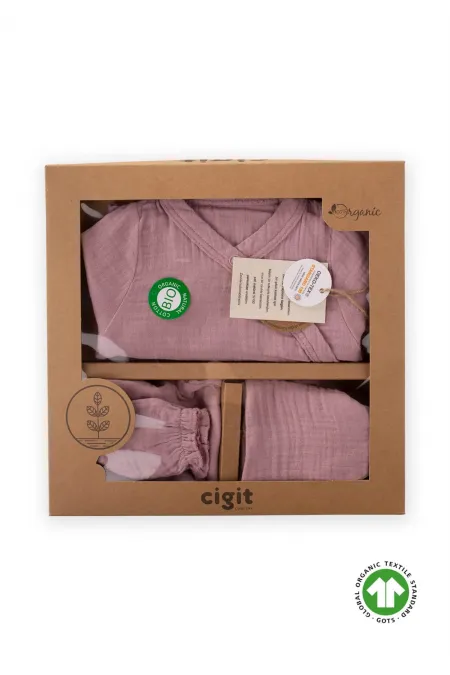 Organic Hospital Baby Set 0-3 Months Lilac