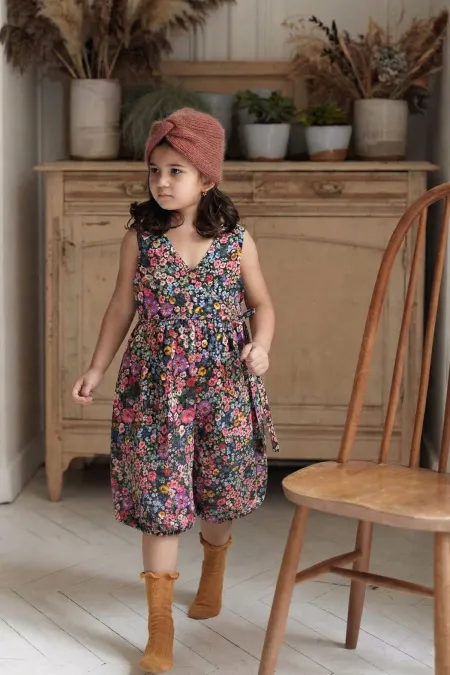 Combinaison en viscose à motifs, 2-8 ans, noire