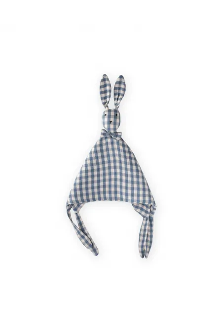 Compagnon de sommeil en mousseline de lapin (lavé) 40x40 cm à carreaux indigo