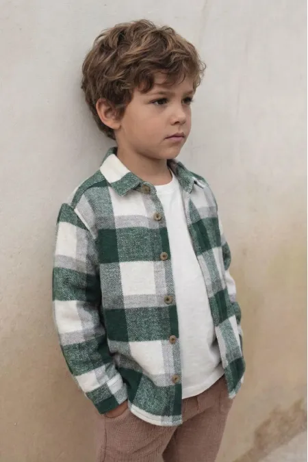 Oduncu Gömleği 1-9 Yaş Haki Ekoseli