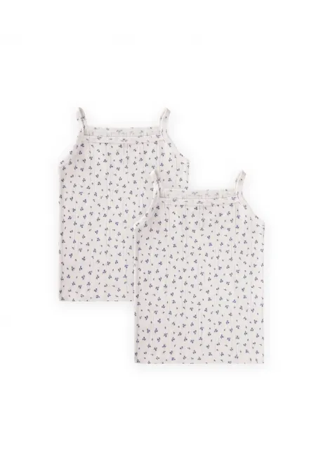 İkili İp Askılı Kız Atlet 2-11 Yaş Kırıkbeyaz Laci Çiçekli