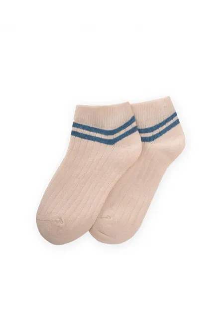 Children's Booties with Striped Ankles, 5-12 Years Old, Indigo Blue