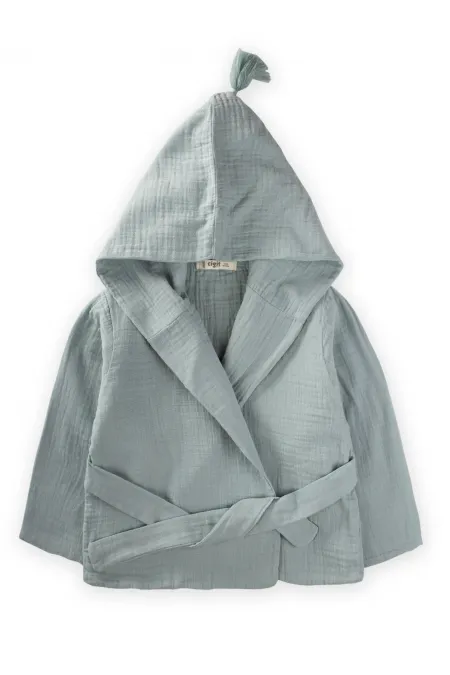 Peignoir enfant en mousseline double épaisseur, vert menthe, 2-9 ans