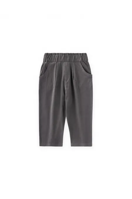 Kadife Boyfriend Pantolon 1-8 Yaş Gri