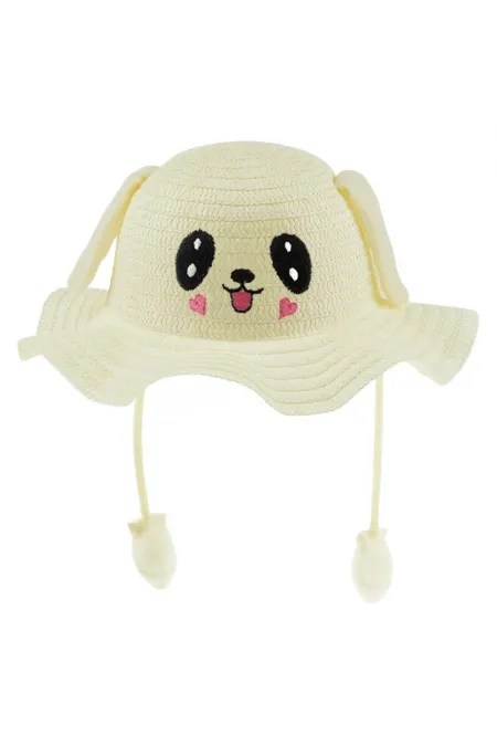 Chapeau de paille écru avec détail d'oreilles