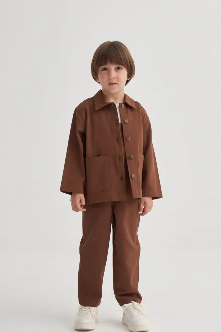 Gabardin Ceket 2-7 Yaş Kahve