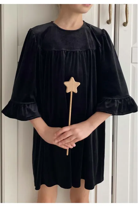 Robe-peignoir en velours noir, 2-7 ans