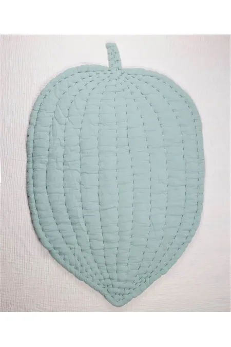 Tapis d'éveil bébé en mousseline à motif feuilles 105 x 80 cm (lavé) Menthe Df