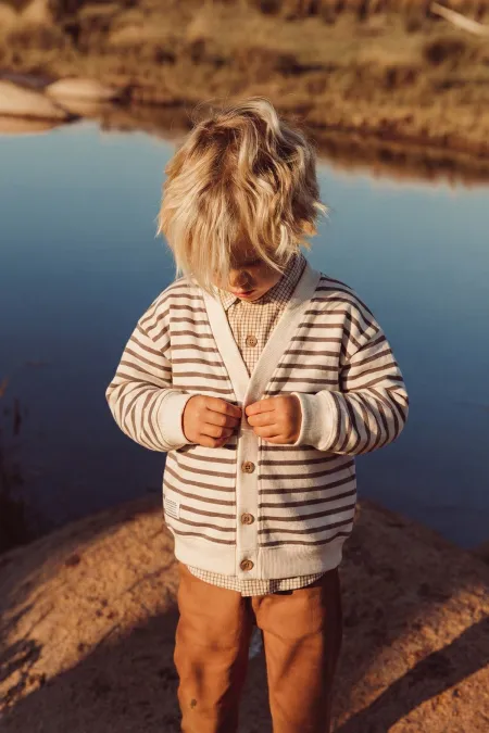 Striped Cardigan for 2-10 Years Old, Mink