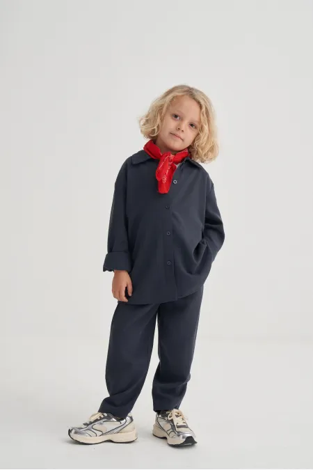 Gömlekli Tencel Takım 2-7 Yaş Lacivert