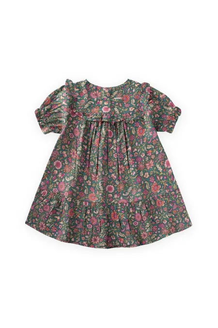 Robe en viscose à motifs verte, 1-10 ans