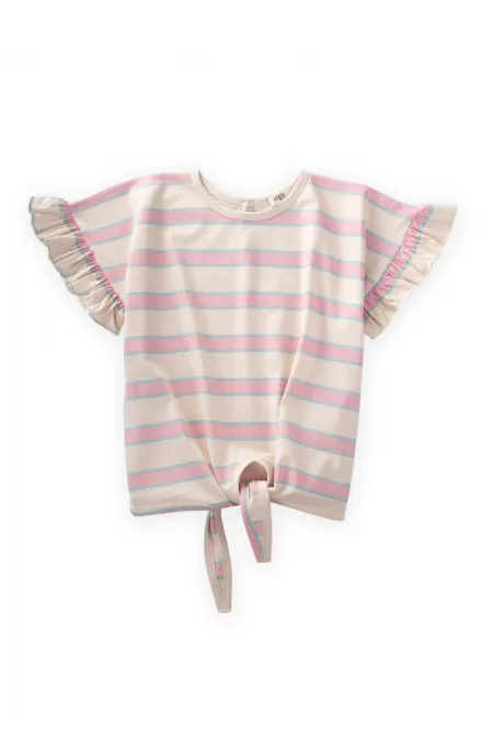 Striped Tie-Down Girls T-Shirt 3-10 Years Old Powder Blue Striped