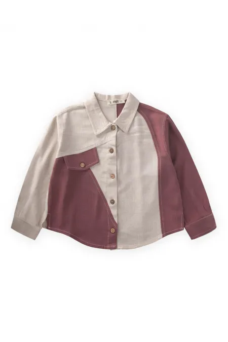 Chemise en lin bicolore, 2-7 ans, naturelle-prune