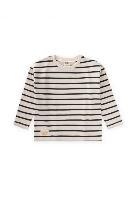 Çizgili Mevsimlik T-Shırt 1-10 Yaş Siyah Çizgili