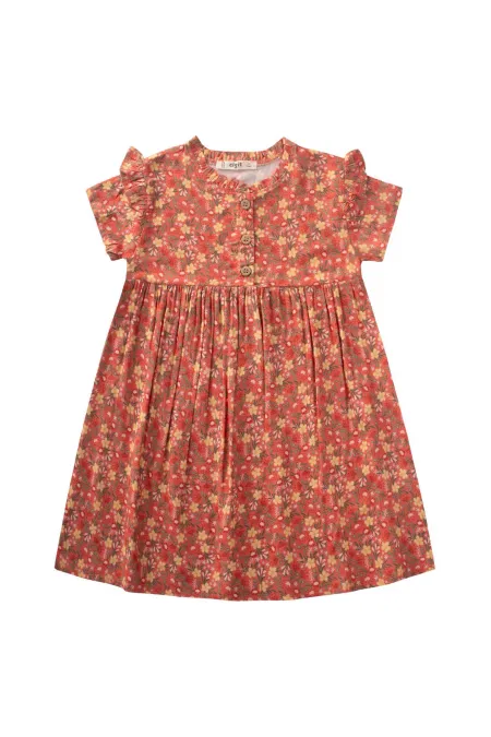Robe en viscose à motif floral rose pâle pour enfants de 2 à 10 ans