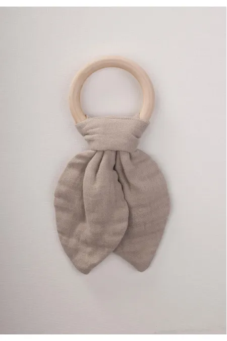 Anneau de dentition en mousseline de bois, couleur vison